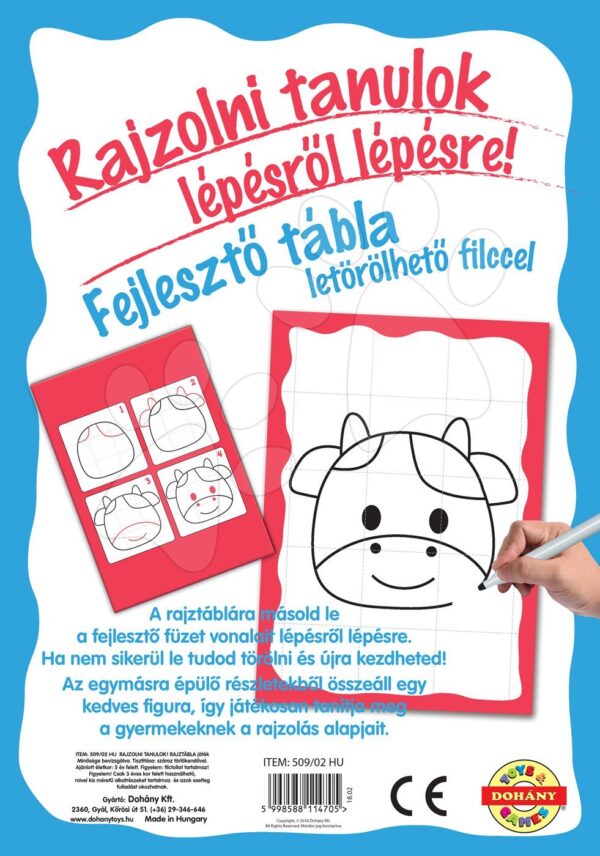 Dohány naučná hra tabule Kresli a smaž modrá kravička – Učíme se kreslit pomocí obrázků 509-2