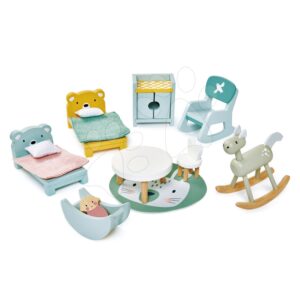 Dřevěný dětský pokoj Dovetail Kidsroom Set Tender Leaf Toys 10dílná souprava s komplet vybavením a doplňky