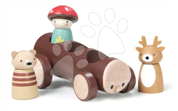 Dřevěný lesní taxík Timber Taxi Tender Leaf Toys z pohádky Merrywood Tales se 3 figurkami od 18 měs.