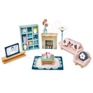 Dřevěný nábytek do obývacího pokoje Dovetail Sitting Room Set Tender Leaf Toys 14dílná souprava s komplet vybavením a doplňky