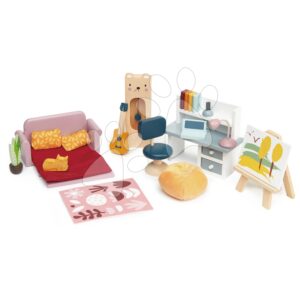 Dřevěný nábytek pro školáka Dolls House Study Furniture Tender Leaf Toys s komplet vybavením a doplňky