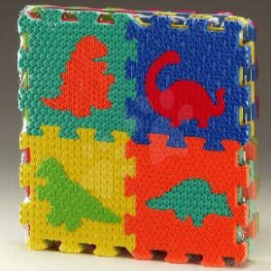 Lee pěnové puzzle Dino čtverce 16 dílů FM807N barevné