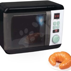 Mikrovlnka se zvukem a světlem Tefal Electronic Microwave Smoby elektronická s croissantem a „cric-crac“ knoflíkem šedo-olivová