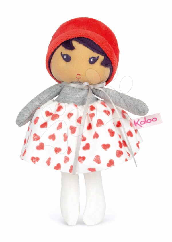 Panenka pro miminka Jade K Doll Tendresse Kaloo 18 cm v srdíčkových šatech z jemného textilu od 0 měsíců