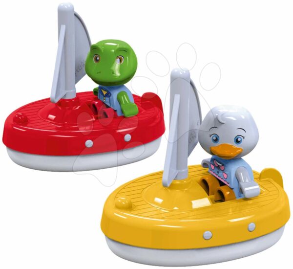 Plachetnice AquaPlay s žabákem Nilsem a s kachničkou Lottou – 2 loďky a 2 figurky (kompatibilní s Duplem)