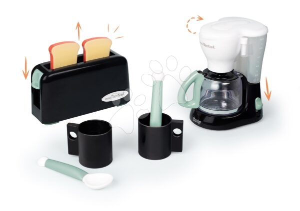 Snídaňový set s toasterem Tefal Breakfast Set Smoby s kávovarem a šálky se lžičkami