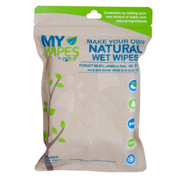 Vlhčené ubrousky 100% Bio My Wipes Potette Plus Kalencom 20 suchých ubrousků a 10 kapesníků BPA Free – bez krému