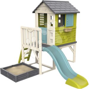 Domeček na pilířích s pískovištěm zahrádkou Square Playhouse on Stilts Smoby a 1