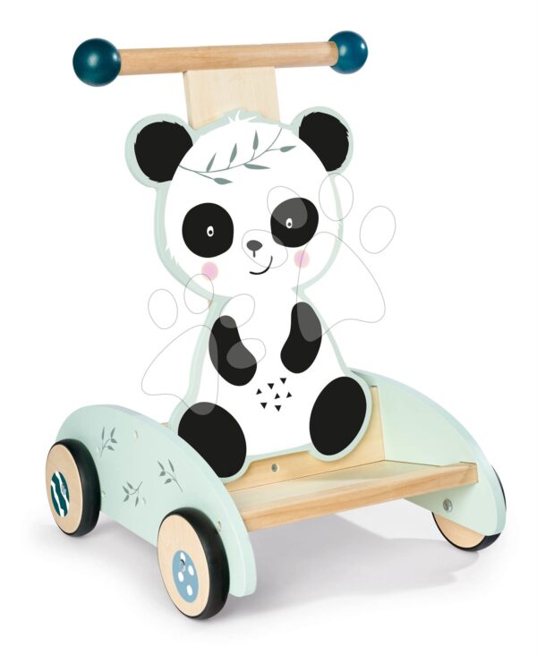 Dřevěné chodítko Panda Activity Walker Eichhorn s gumovými kolečky a úložným prostorem od 12 měsíců