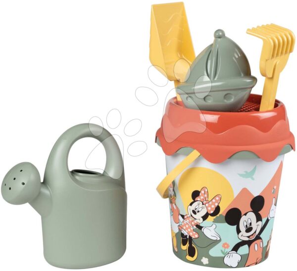 Kbelík set ekologický Mickey Garnished Bucket Green Smoby s konvičkou 17 cm výška 100% recyklovatelné od 18 měsíců