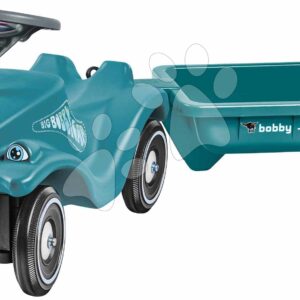 Odrážedlo s přívěsem auto Bobby Car Classic Eco 2.0 BIG ekologické tyrkysové s klaksonem a trendy nálepkami od 12 měsíců
