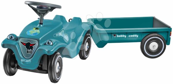 Odrážedlo s přívěsem auto Bobby Car Classic Eco 2.0 BIG ekologické tyrkysové s klaksonem a trendy nálepkami od 12 měsíců