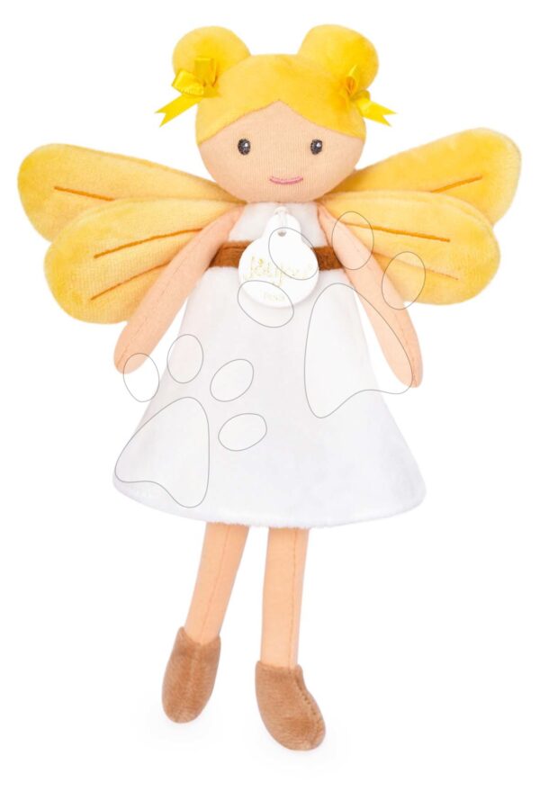 Panenka víla Aurore Forest Fairies Jolijou 25 cm v bílých šatech se žlutými křídly z jemného textilu od 5 let