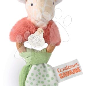 Plyšová žirafa s chrastítkem Couleurs Savane Doudou et Compagnie červená 15 cm od 0 měsíců