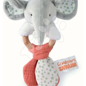 Plyšový slon s chrastítkem Couleurs Savane Doudou et Compagnie šedo-růžový 15 cm od 0 měsíců