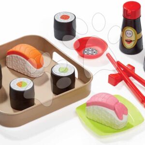 Potraviny na tácku Sushi 100% Chef Écoiffier s hůlkami a přísadami 13 dílů od 18 měsíců