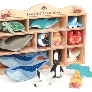 Dřevěná mořská zvířata na poličce 30 ks Coastal set Tender Leaf Toys