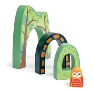 Dřevěný horský tunel Forest Tunnels Tender Leaf Toys 3 druhy s malou sovou uprostřed