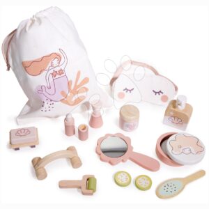 Dřevěný lázeňský set pro panenku Spa Retreat Set Tender Leaf Toys v textilní tašce s 11 doplňky