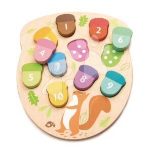 Dřevěný žalud How Many Acorns? Tender Leaf Toys 10 dílů tečkovaných žaludů od 18 měsíců