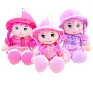 Handrová panenka Zuzia v kloboučku 28 cm - fialové