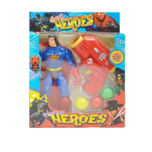 Postavička Supermana s pistolí na míčky