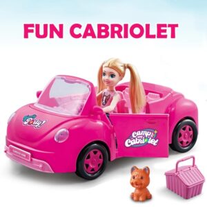 Růžový kabriolet s panenkou