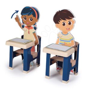 Školní lavice s žáky Classroom Smoby dva stoly a dvě děti s pohyblivýma rukama