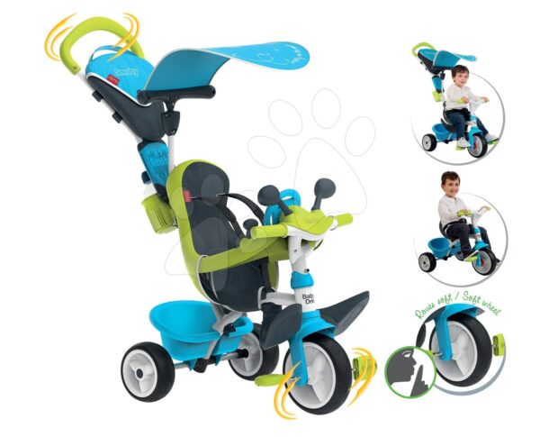 Smoby tříkolka Baby Driver Comfort Blue Smoby s EVA kolečky modrá 741200