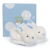 Bačkůrky pro miminko s chrastítkem Zajíček Lapin Bonbon Doudou et Compagnie modré v dárkovém balení od 0–6 měsíců - Image 2