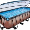 Bazén s krytem pískovou filtrací a tepelným čerpadlem Wood pool Exit Toys ocelová konstrukce 540*250*100 cm hnědý od 6 let - Image 2