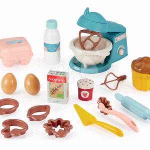 Kuchyňská sada na pečení s mixérem Vert Azur Écoiffier a formičkami 19 doplňků od 18 měsíců