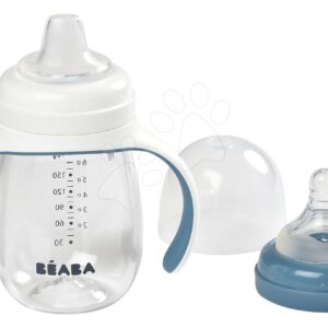 Láhev Bidon na učení pití Beaba Learning Cup 2in1 Windy Blue 210 ml s brčkem modrá od 4 měsíců