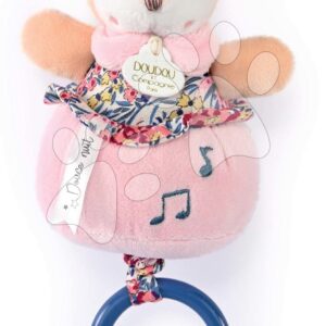 Plyšový jelen s melodií Music Box Boh'aime Doudou et Compagnie růžový 14 cm v dárkovém balení od 0 měsíců