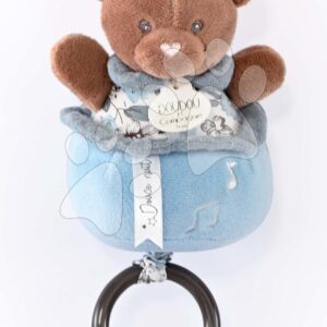 Plyšový medvídek s melodií Music Box Boh'aime Doudou et Compagnie modrý 14 cm v dárkovém balení od 0 měsíců