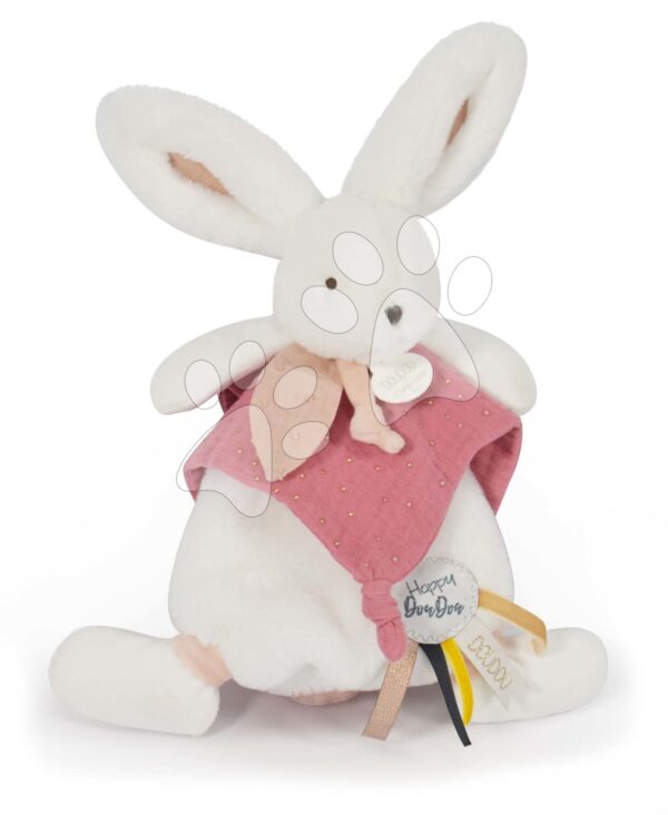 Plyšový zajíček Bunny Happy Boho Doudou et Compagnie růžový 25 cm v dárkovém balení od 0 měsíců
