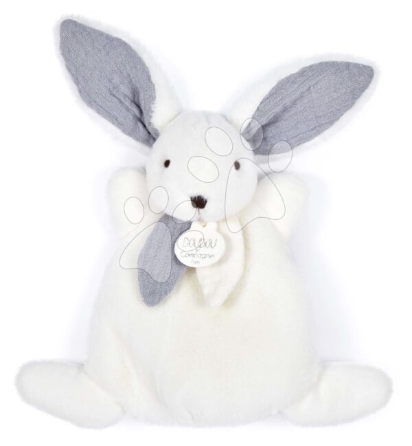Plyšový zajíček Bunny Happy Glossy Doudou et Compagnie bílý 17 cm v dárkovém balení od 0 měsíců