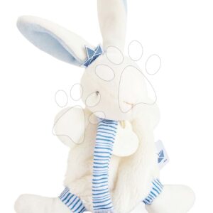 Plyšový zajíček s klipem na dudlík Bunny Sailor Perlidoudou Doudou et Compagnie modrý 15 cm v dárkovém balení od 0 měsíců