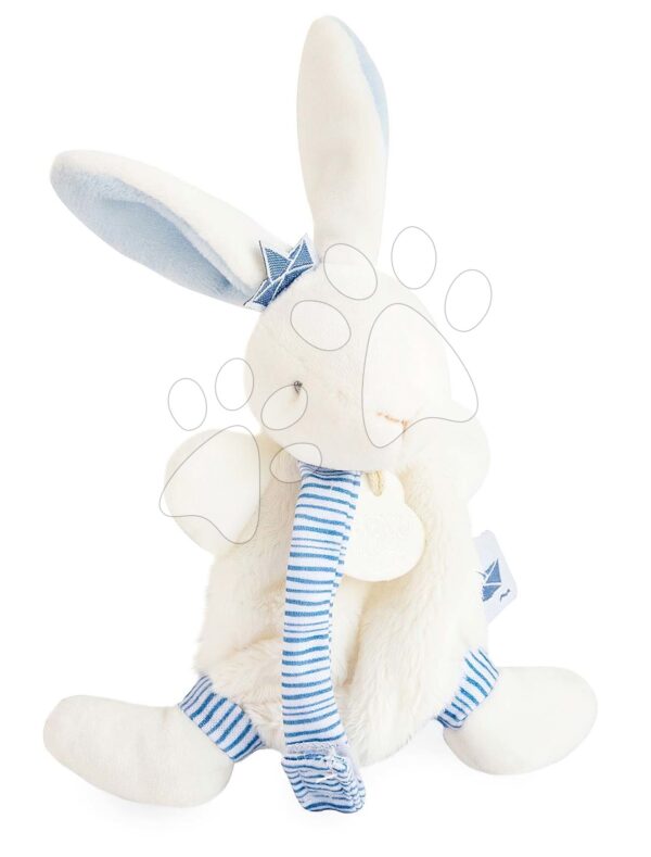 Plyšový zajíček s klipem na dudlík Bunny Sailor Perlidoudou Doudou et Compagnie modrý 15 cm v dárkovém balení od 0 měsíců