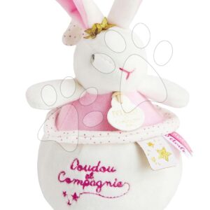 Plyšový zajíček s melodií Bunny Star Music Box Perlidoudou Doudou et Compagnie růžový 14 cm v dárkovém balení od 0 měsíců