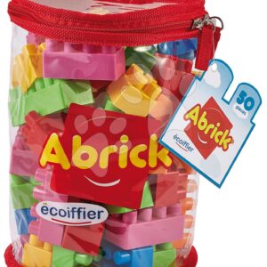 Stavebnice v tašce Bag Abrick Écoiffier s 50 barevnými kostkami od 18 měsíců