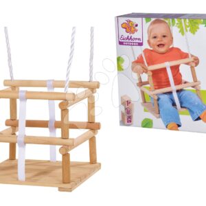 Dřevěná houpačka Outdoor Wooden Baby Swing Eichhorn přírodní 140–210 cm délka 30*30 cm sedátko 20 kg nosnost od 12 měsíců