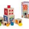 Dřevěná skládací věž Color Stacking Tower Eichhorn 5 barevných kostek a 5 tvarů od 12 měsíců - Image 2