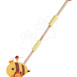 Drevené autíčko včielka Push Bee with Stick Eichhorn s vodiacou rúčkou dĺžka 50 cm od 12 mes EH6804