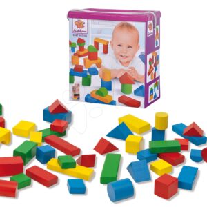 Dřevěné kostky barevné Coloured Wooden Blocks XL Baby Eichhorn extra velké 50 kusů velikost 40 mm od 12 měsíců