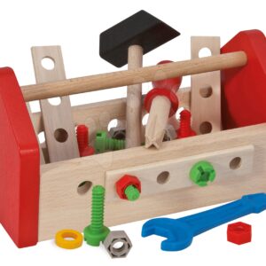 Dřevěné pracovní nářadí Tool Box Eichhorn a různé komponenty na skládání 30 dílů