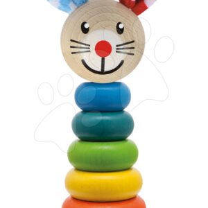 Dřevěný zajíček Stacking Rabbit Baby Eichhorn výška 18 cm stohovatelný s plyšovými oušky od 12 měsíců
