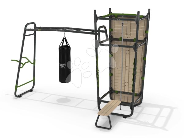 Multifunkční fitness centrum GetSet Powerstation PS520 Exit Toys s boxovacím pytlem bradly lavičkou lezeckou stěnou a lanem na šplhání