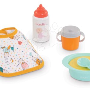 Jídelní souprava s bryndáčkem Mealtime Set Corolle pro 30 cm panenku 5 doplňků od 18 měsíců