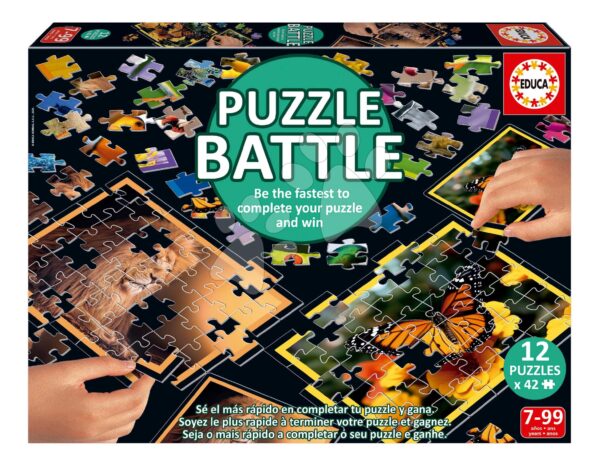 Puzzle Battle Příroda Nature Educa 12 druhů puzzle 504 dílků a 12 karet s obrázky od 7 let